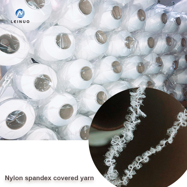 Spandex estalitako haria nailonarekin (bihurritua) puntuz egiteko